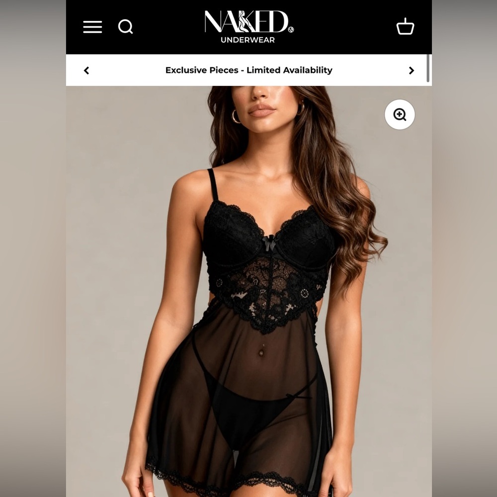 Naked underwear women’s nightie nocturne lace sheer